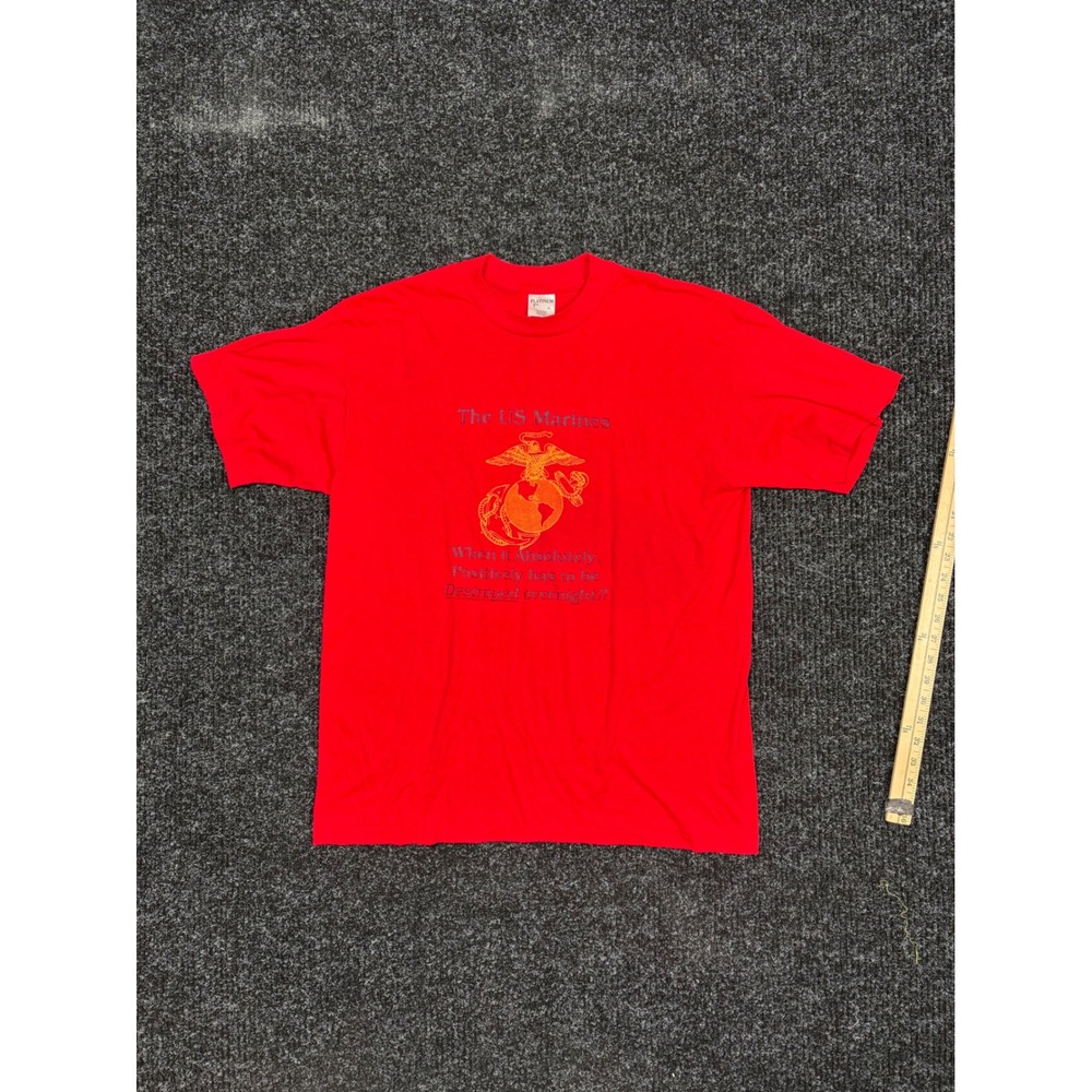 Vintage US Marines T Shirt XL Red Platinum Ts Single Stitch Made in USA Graphic